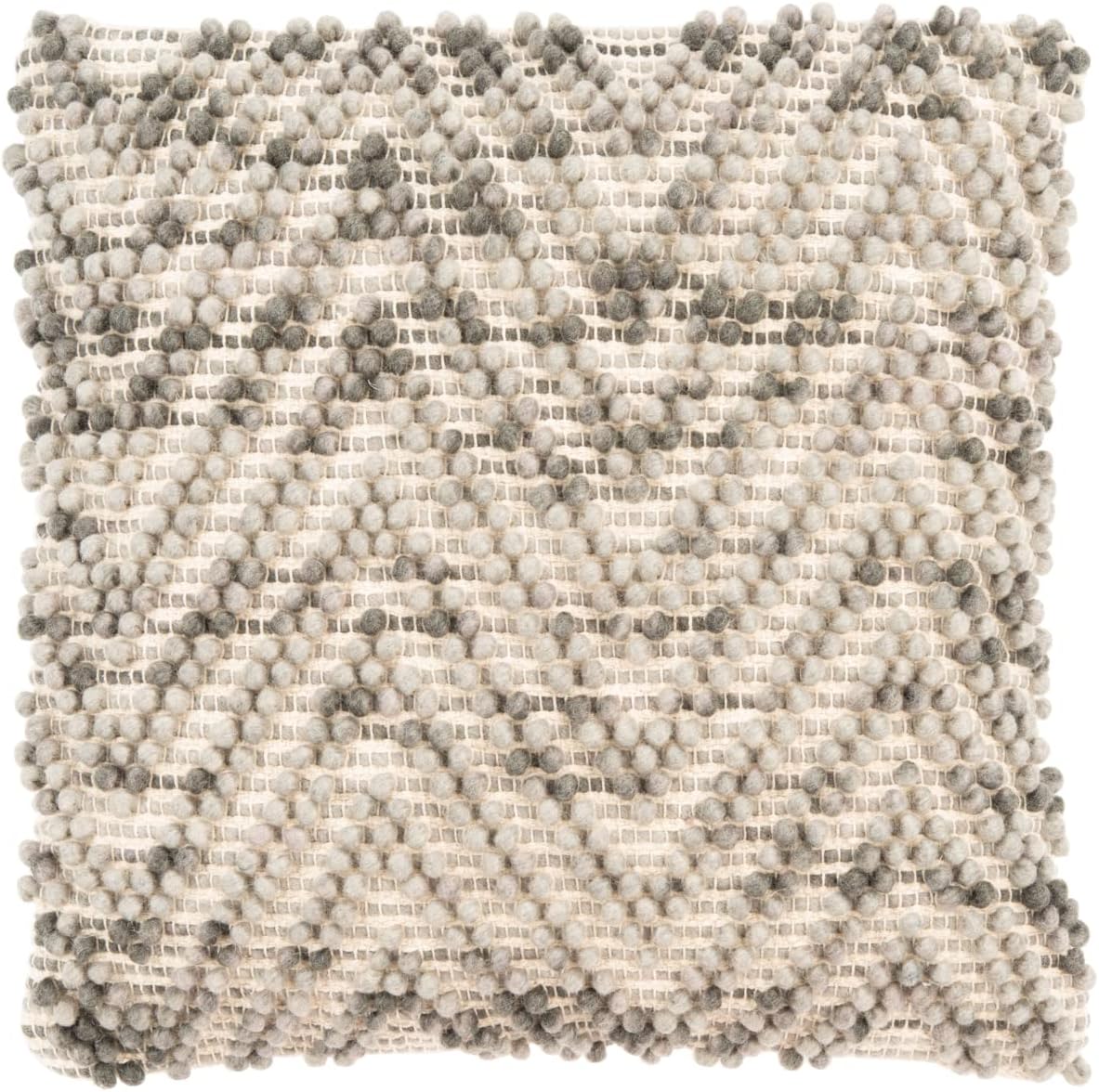 Eydie 20" Square Grey Wool and Cotton Pillow