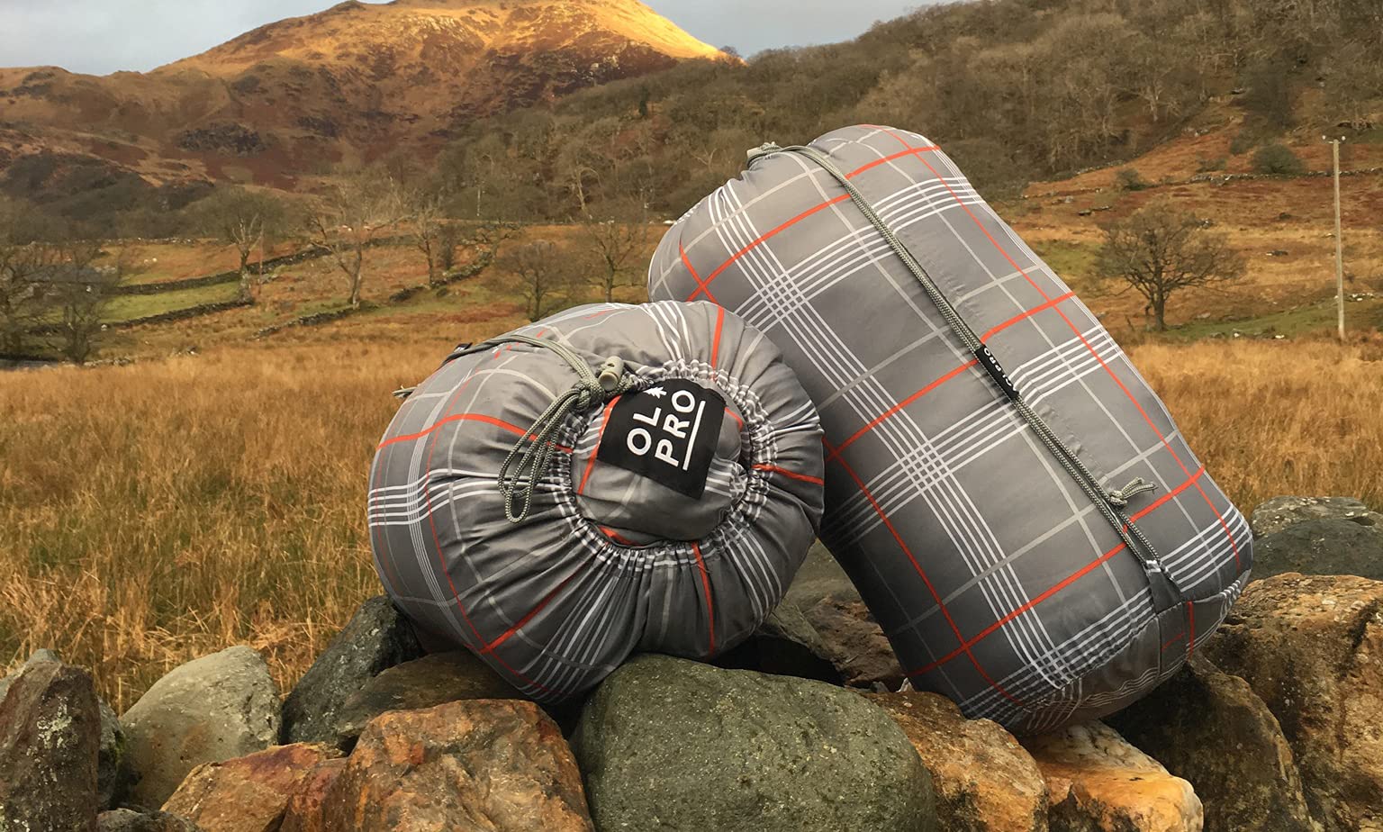OLPro Hush Schlafsack, grau/orange, 190 x 75 cm