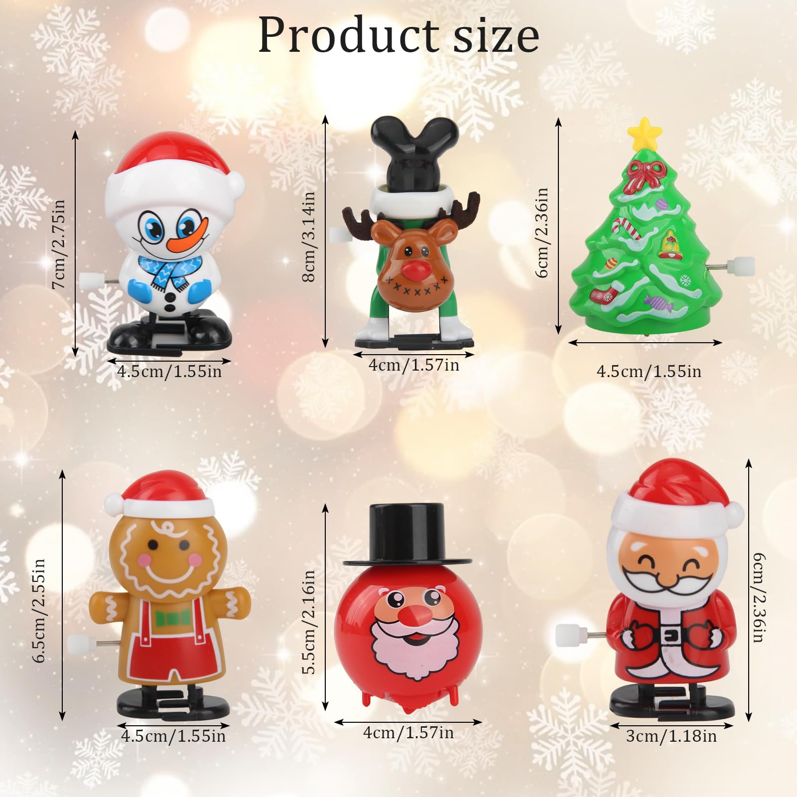 Vaskula Lot De 6 Jouets à Remonter De Noël – Père Noël, Renne, Bonhomme De Neige, Sapin – 6-8 Cm – Mécanique, Coloré Et Amusant
