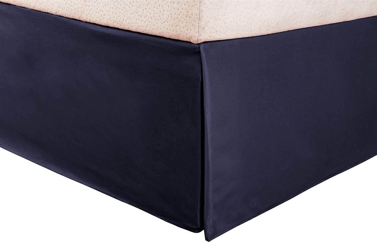 Real 550-Thread-Count Split Corner Bed Skirt/Dust Ruffle Twin/Single Size Solid Navy Blue 20" inches Drop Egyptian Cotton Quality Wrinkle & Fade Resistant