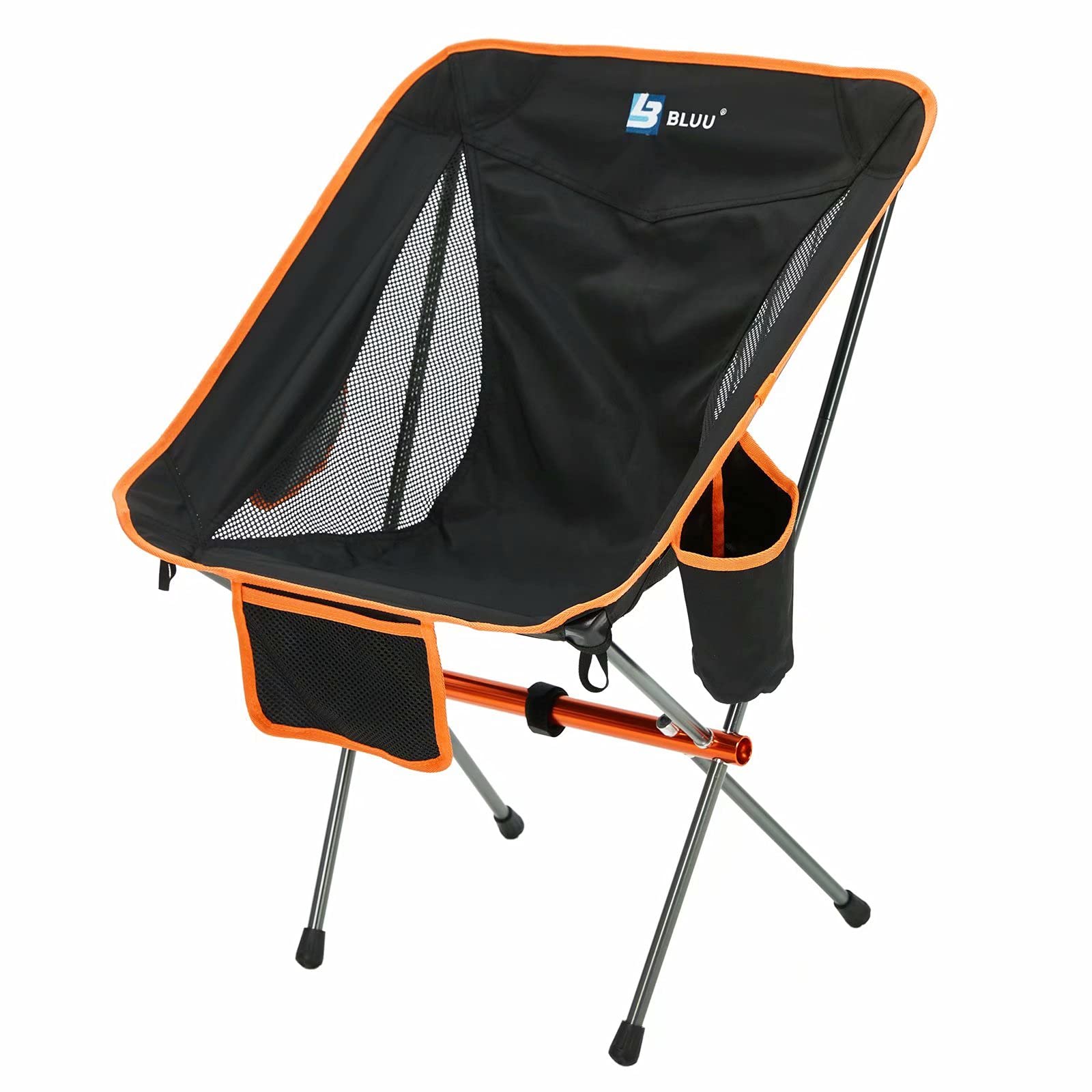 BLUU Ultralight Foldable Camping Chairs, Portable Folding Compact Camp Chair,Lightweight Backpacking Chair for Adult Outdoor Travel & Hiking (Black)