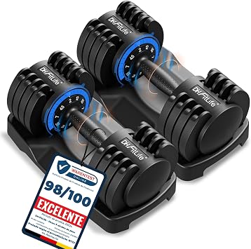 DH FitLife Mancuernas Ajustables 2 12 kg, 5 Niveles de Peso, Set de 2