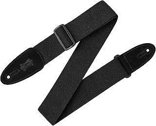 Levy's Leathers MC8-BLK 2" cotton guitar strap with suede ends and tri-glide adjustment. Adjustable to 58"; Black