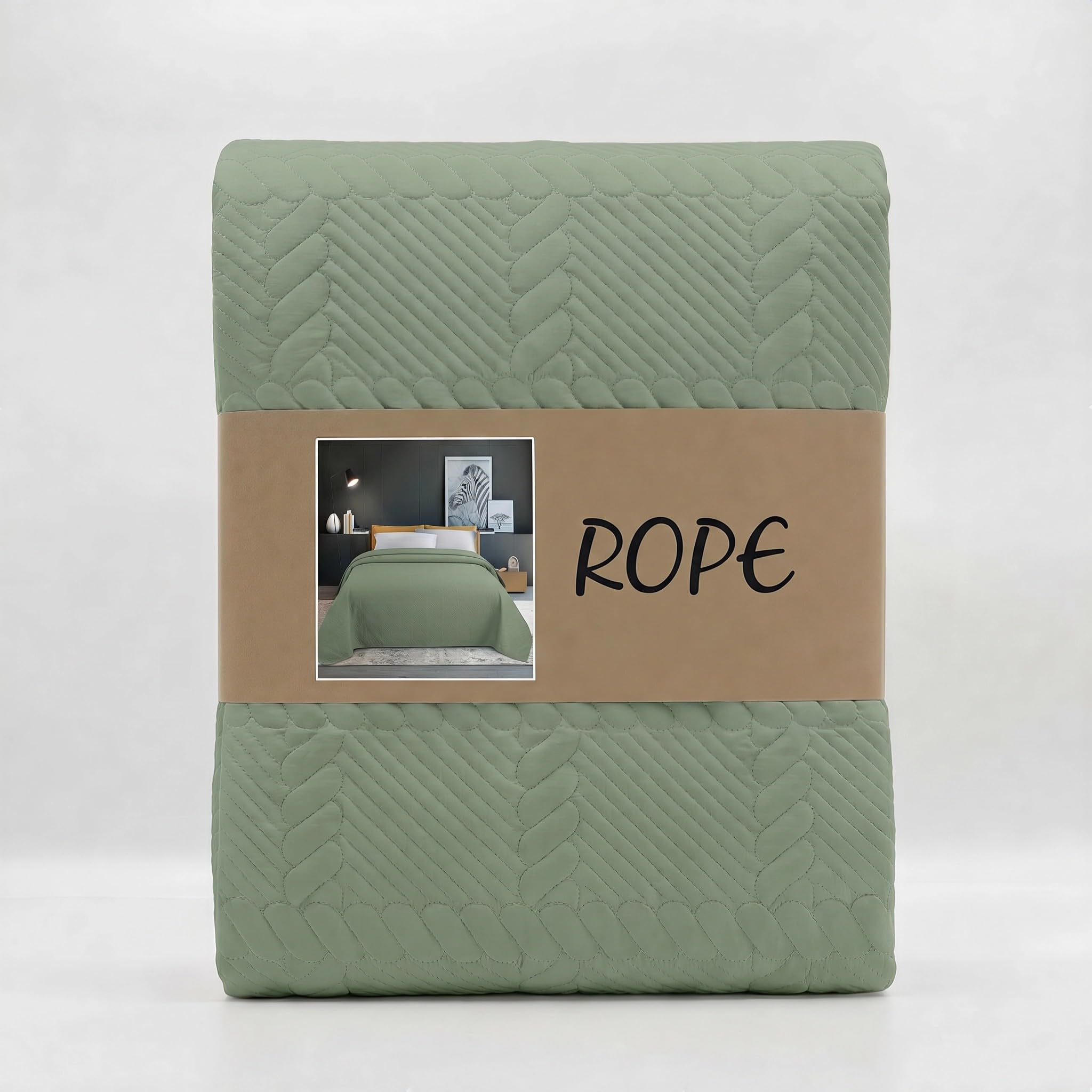 Colcha matrimonio Riad Arredo colcha acolchada de microfibra de primavera verano Rope Salvia