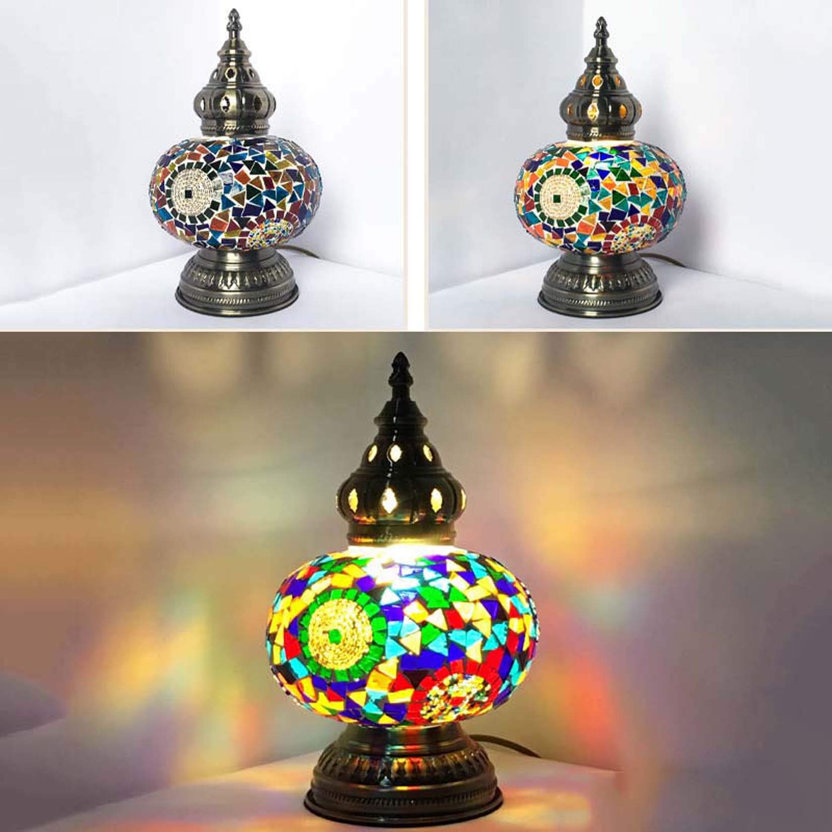 Lampada da tavolo e scrivania in vetro a mosaico, luce da comodino(B)