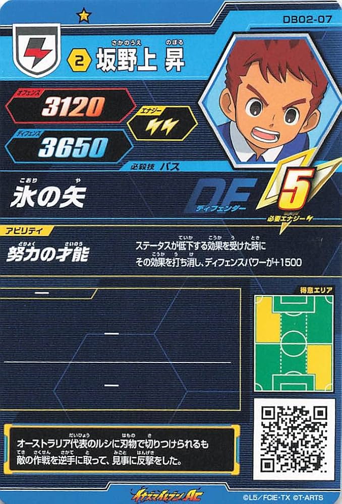 Amazon.co.jp: イナズマイレブンAC 坂野上 昇 DB02-07 : おもちゃ