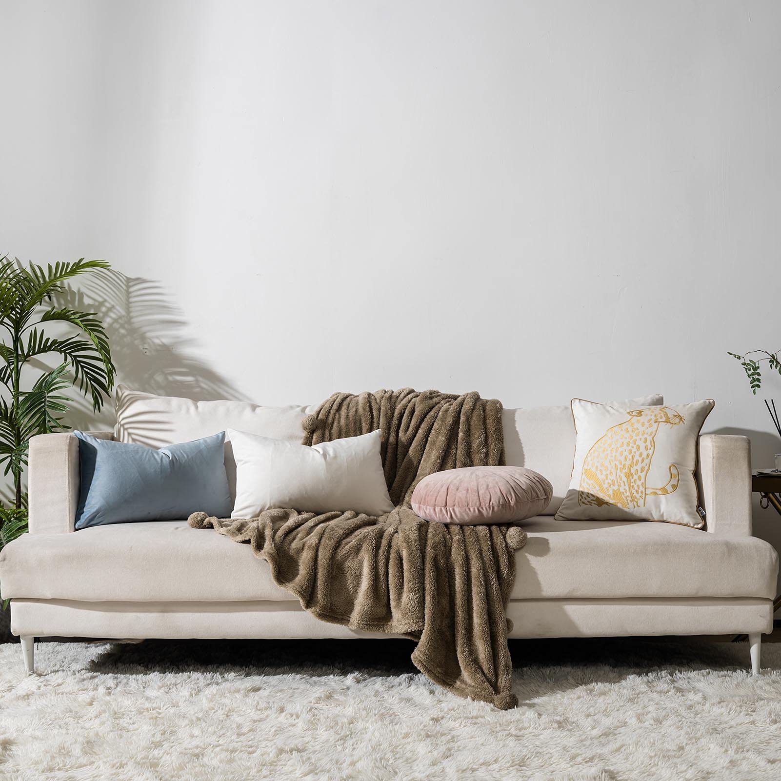 Set di 2 federe per cuscini 30x50 cm, color crema e beige chiaro, in velluto a coste, moderne, per divano, camera da letto e letto. | Leroy Merlin