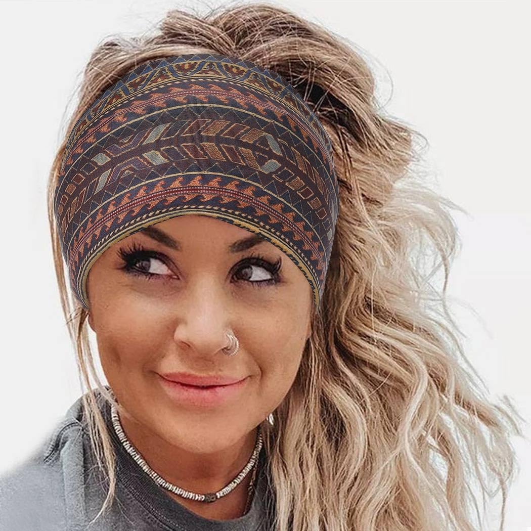 CAKURE 3 Fasce Larghe Per Capelli Con Strass Neri – Elastica, Turbante Africano, Accessori Eleganti Per Donna E Ragazza - 5