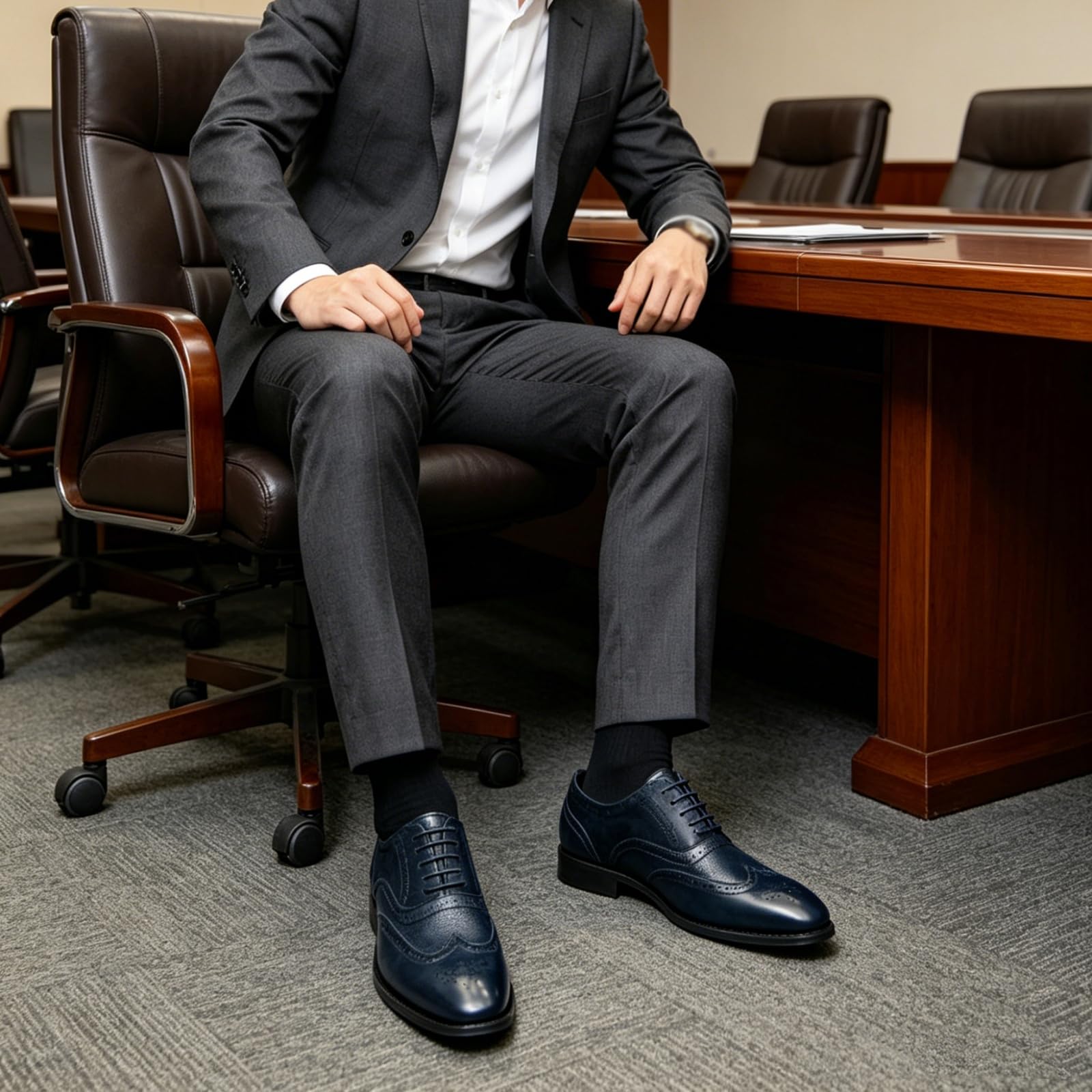 Scarpe Eleganti Uomo Brogue Classiche Scarpe Oxford Stringate con Punta A Punta in Stile retrò per Lavoro E Ufficio