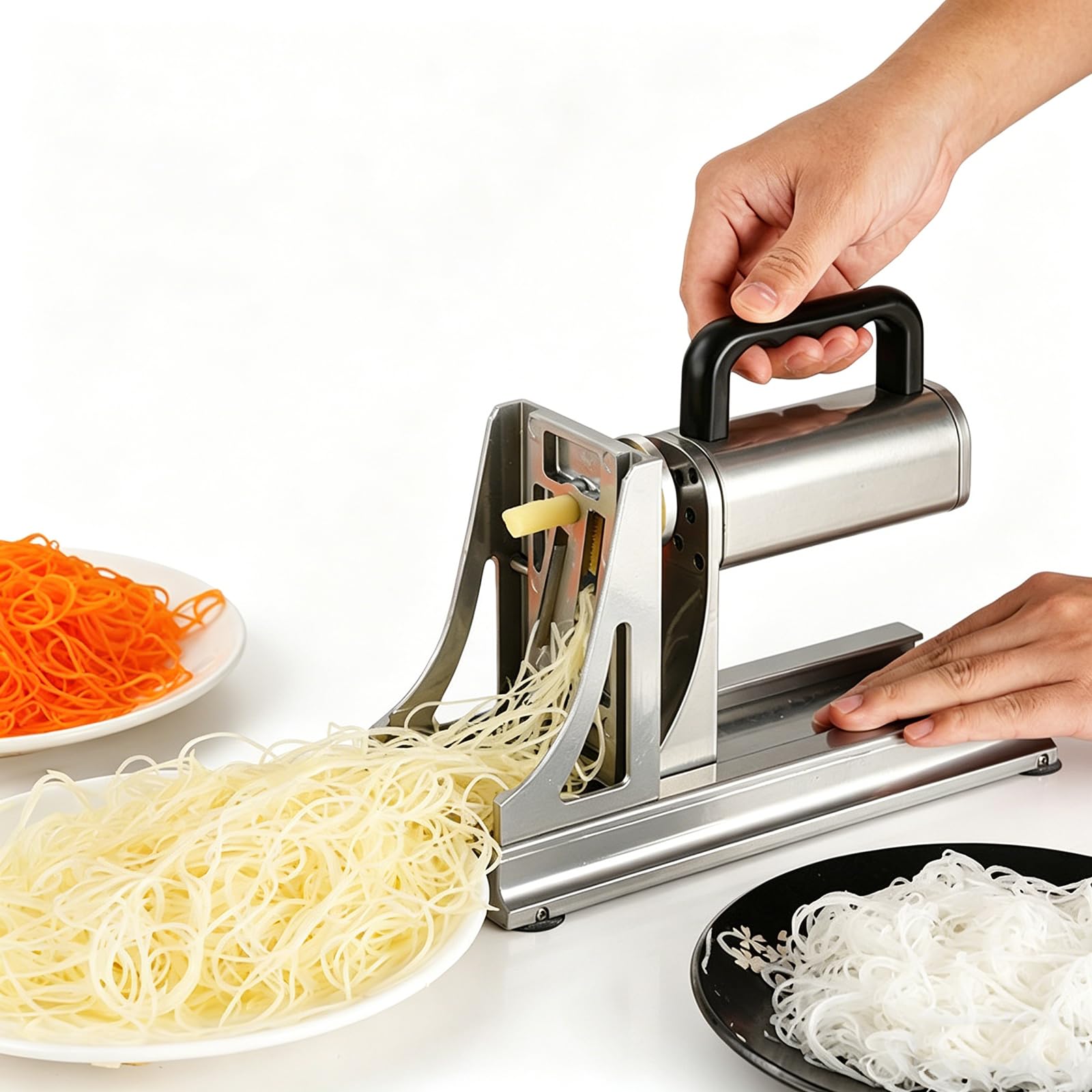 YNIYUJKL Electric Vegetable Spiralizer, Zucchini Noodle Maker, Vegetable Grater, With 3 Blades, Easy To Clean, Anti-Slip Base, For Potatoes, Carrots