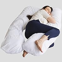 Vista 1 de Primera almohada de embarazo orgánica en forma de U para dormir con relleno natural de Kapok y funda de algodón certificada GOTS. Almohada