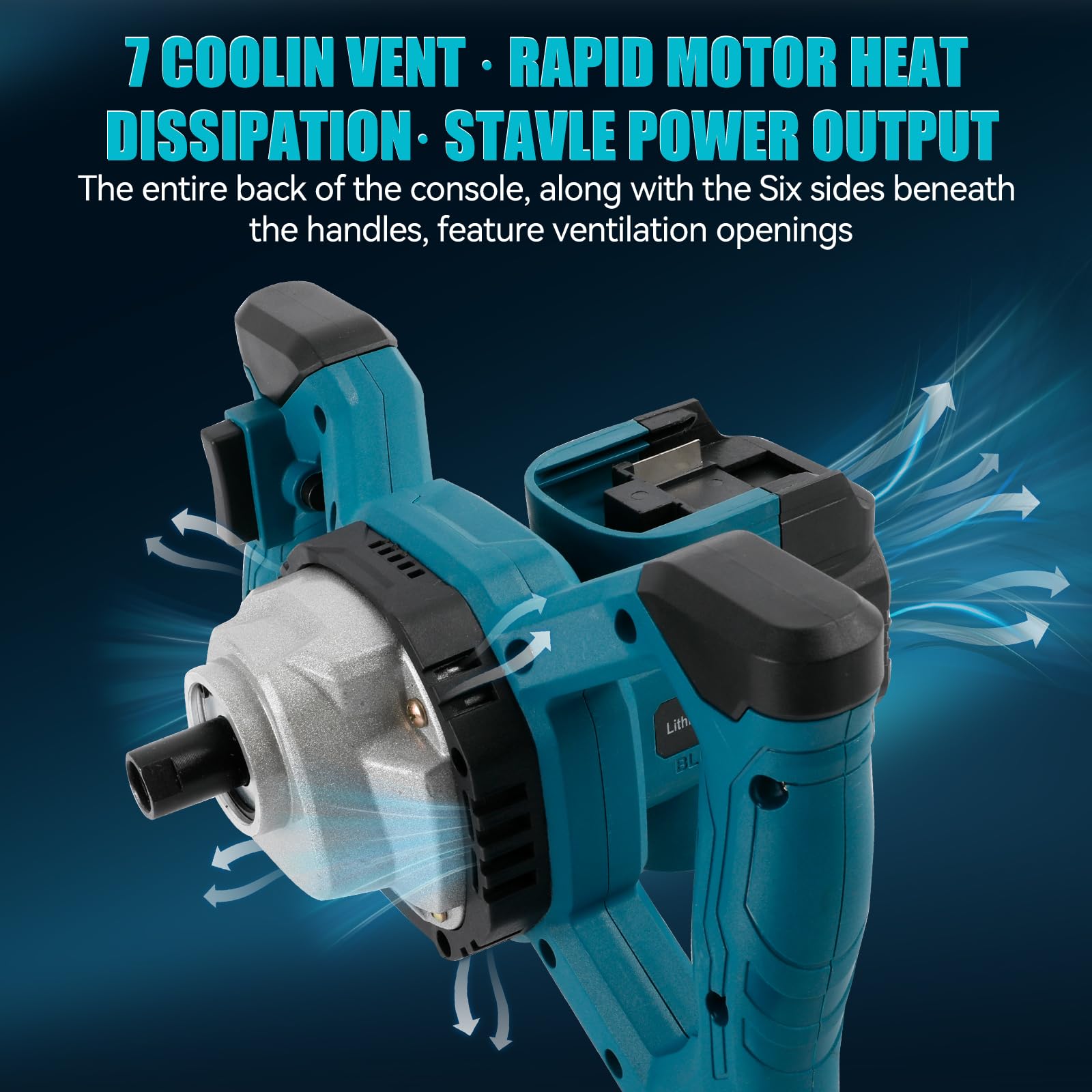 Mezclador de cemento inalámbrico para batería Makita de 18 V, mezclador de paleta sin escobillas, mezclador de mortero de pintura de 6 velocidades, máximo 680 RPM, agitador eléctrico de hormigón para