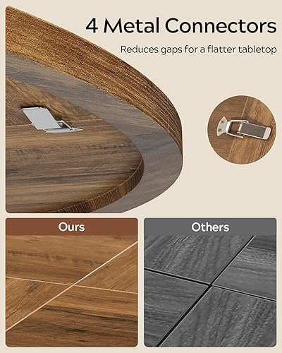 Miniatura 6 de Mesa de comedor redonda para 4-6 personas, mesa de cocina de granja de 47 pulgadas con patas resistentes, mesa de comedor circular de madera rústica