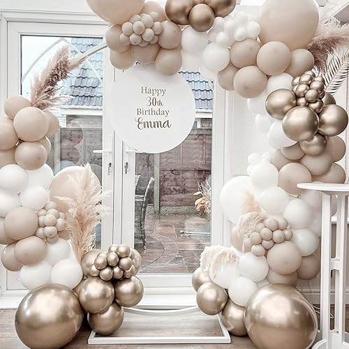 Miniatura 5 de PartyWoo 140 guirnaldas de globos de arena blanca, paquete de globos de arena blanca, globos dorados champán para guirnalda de globos como