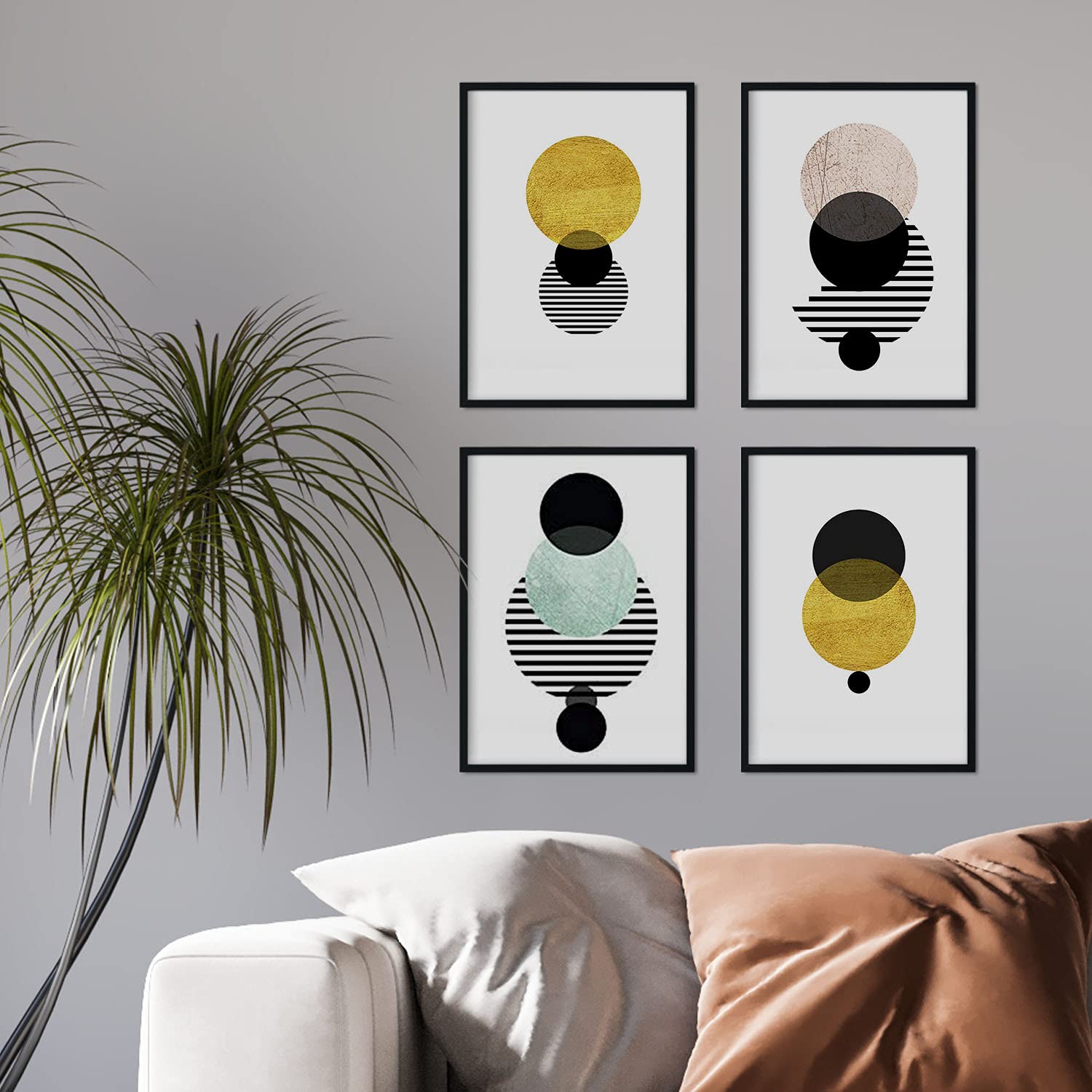 Nacnic Set de 4 láminas para enmarcar Eclipse. Posters Estilo nórdico para la decoración del hogar. Tamaño A4