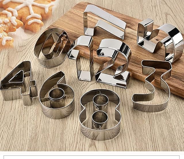 Large Number Cookie Biscuit Cutters Set,9 Piece Stainless Steel Numbers Cutter Set Tools for Kitchen,Baking.Dessert Decoration Large Number Baking Pastry Tool