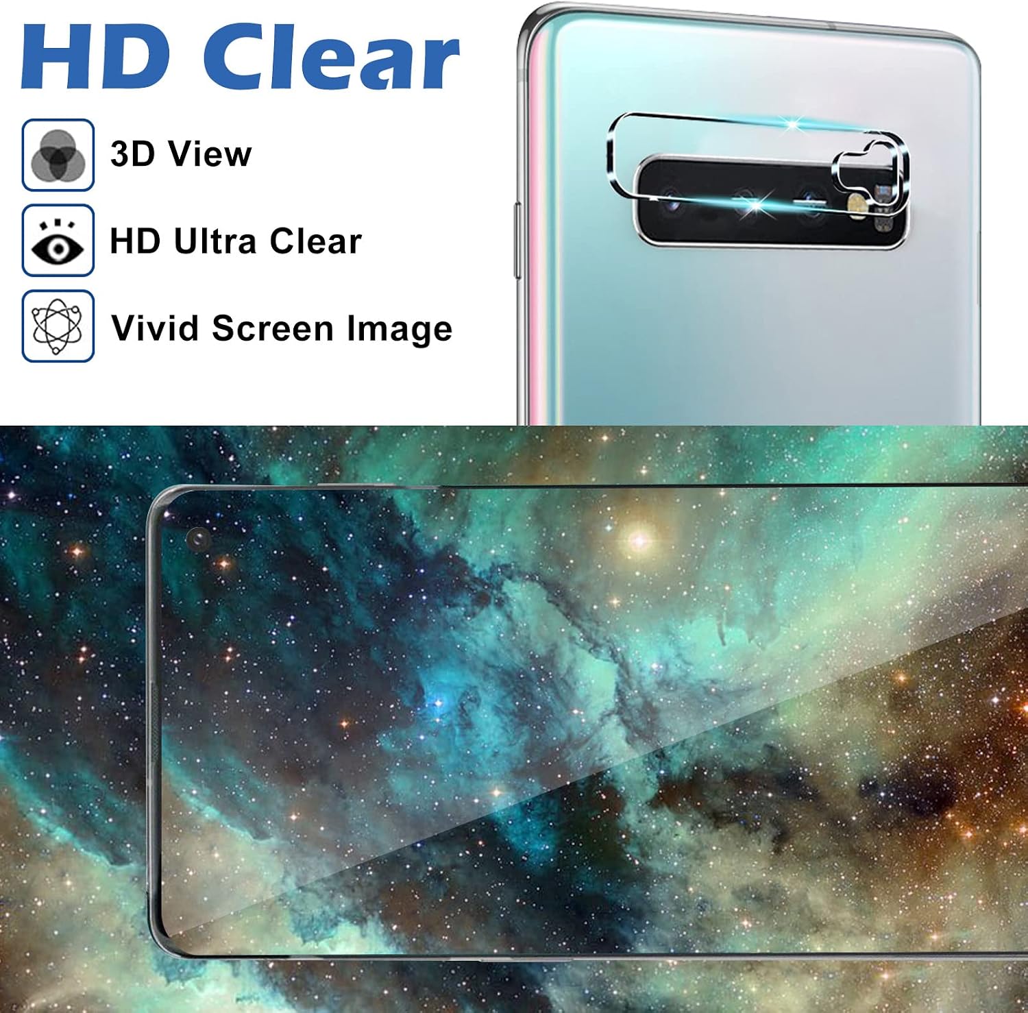 [2+2 Pack] Glass Screen Protector for Samsung Galaxy S10 Plus, 9H Tempered Glass，Ultrasonic Fingerprint Compatible,3D Curved, HD Clear, Case Friendly Bubble-Free for Galaxy S10 Plus Screen Protector