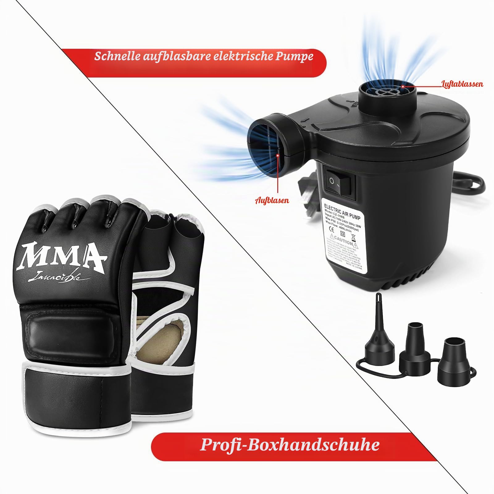 Boxsack Erwachsene 180cm-Upgraded Aufblasen Schweren Boxsack mit Boxhandschuhen und Luftpumpe für die Ausbildung MMA Muay Thai Fitness Anfänger