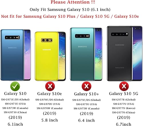 Miniatura 2 de Funda para Samsung Galaxy S10 con cubierta para lente de cámara, protector de pantalla HD, doble capa de grado militar a prueba de caídas, soporte