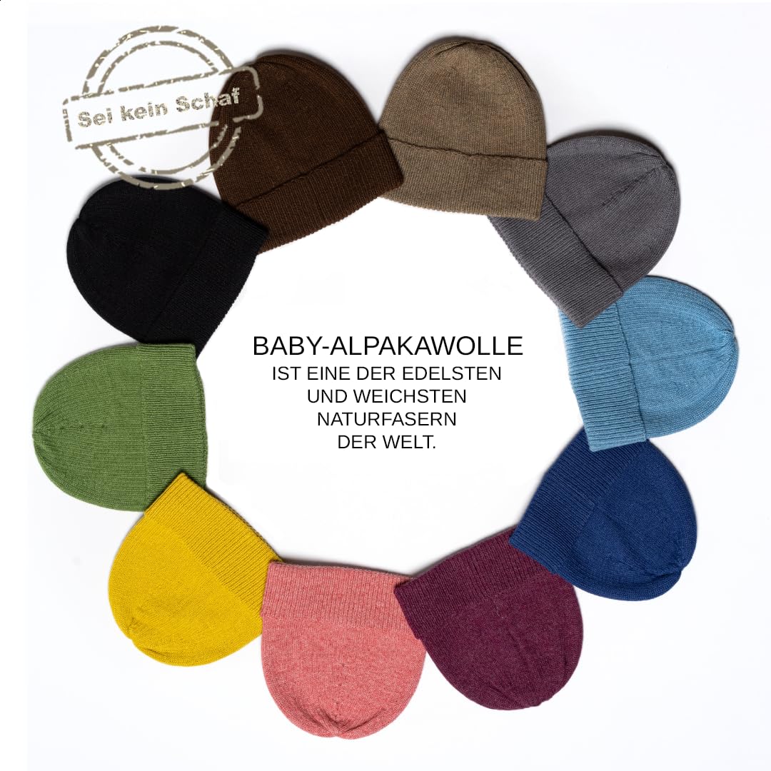 Alpaka Wollmütze aus 100% feinster Baby Alpaka Wolle – Gestrickte Mütze für Damen & Herren – Warm, weich und atmungsaktiv für Herbst & Winter