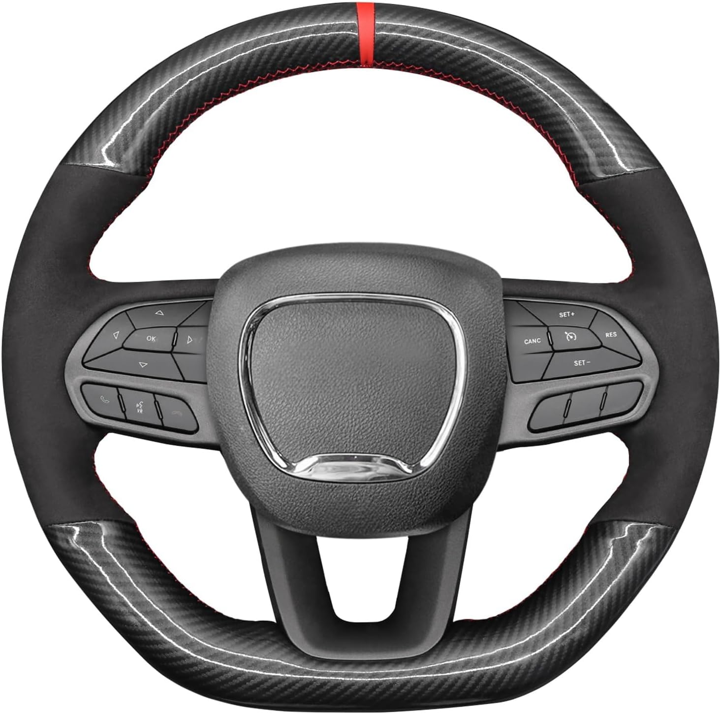 MEWANT Steering Wheel Cover for Dodge Durango R/T 2018-2023 Challenger Scat R/T 2015-2022 Hand-Stitched Car Steering Wheel Wrap