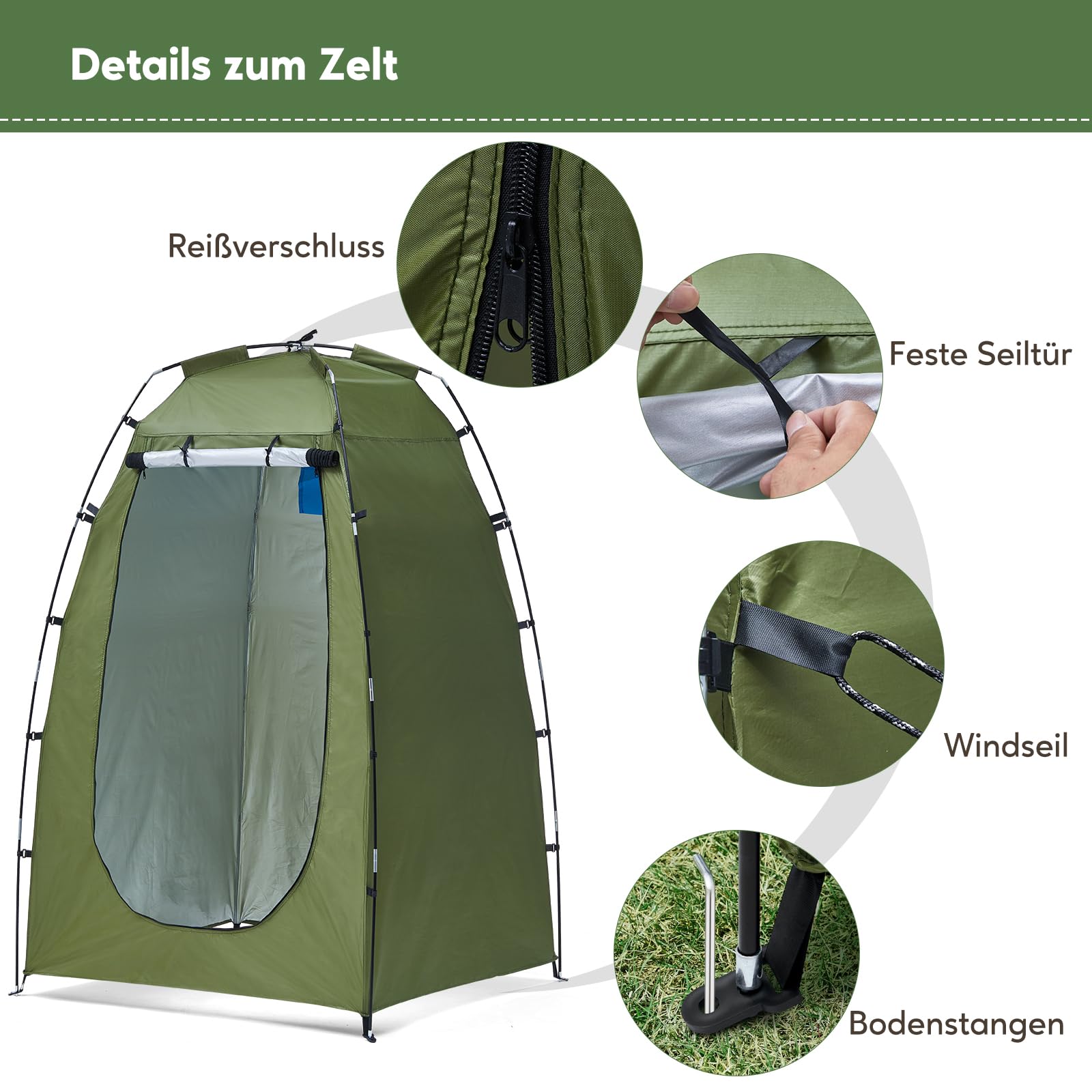 TUKAILAI Camping Zelt, Pop Up Toilettenzelt, Umkleidezelt Privatsphäre Duschzelt, Wasserdicht, UV-Schutz, Duschvorhang Camping Zelt für Strand, Angeln, Wandern, Baden, Dressing, Outdoor
