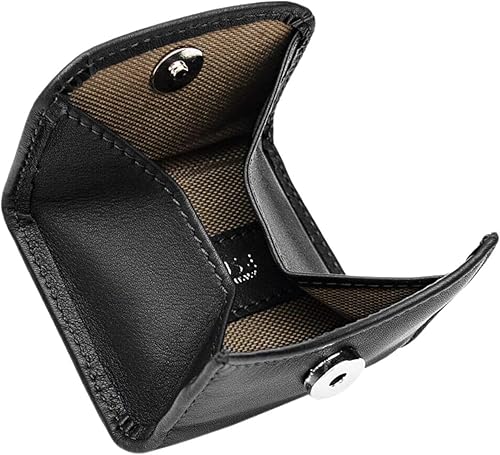 Maruse Monedero delgado hecho a mano de cuero italiano para mujeres y hombres, bolsa pequeña negra con cierre magnético, bolso de cambio perfecto y