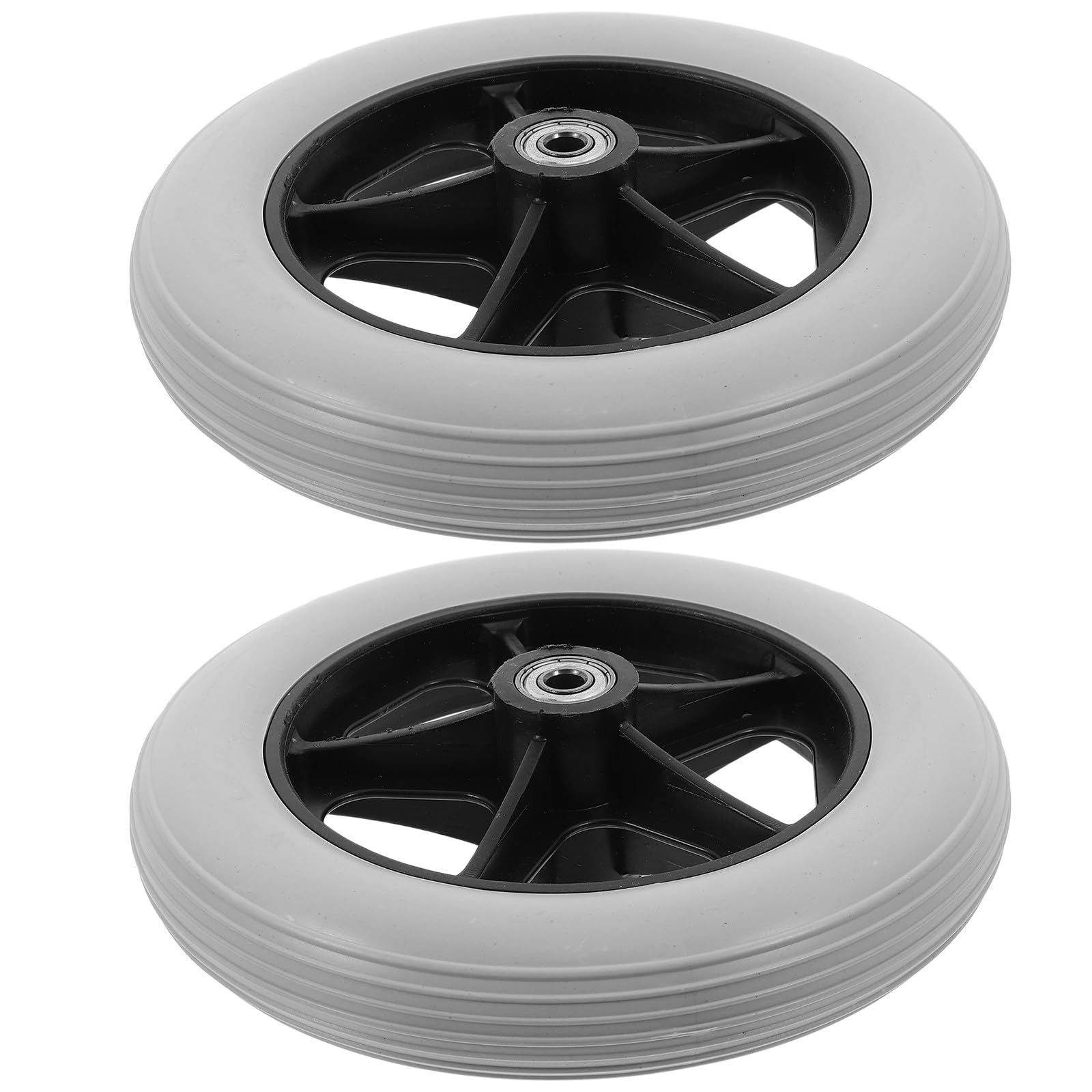POPETPOP 2 Pezzi Ruote Anteriori per Sedia a Rotelle e Carrello, Ruote di Ricambio in Plastico Resistenti All’usura, Facili da Installare, Diametro Foro 8mm