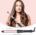 Curling Fer 1 Inch Long Barrel, Fer à repasser professionnel en céramique pour cheveux courts à longs, LCD Affichage de la double tension de cheveux en fer avec gant