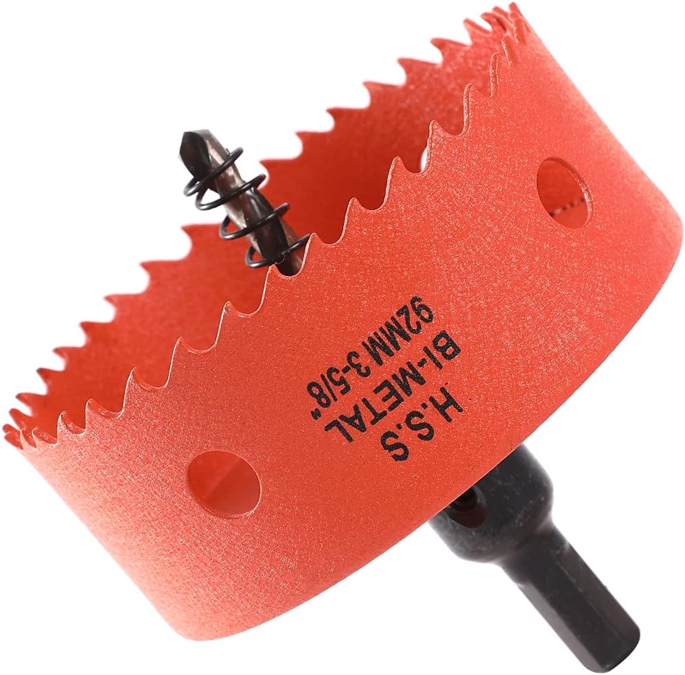 Dribotway 92mm 3-5/8'' Bi-Metal Hole Saw Drill Bit, High Speed Steel for Cutting Circular Holes in Wood Plastic, Plywood, and Metal