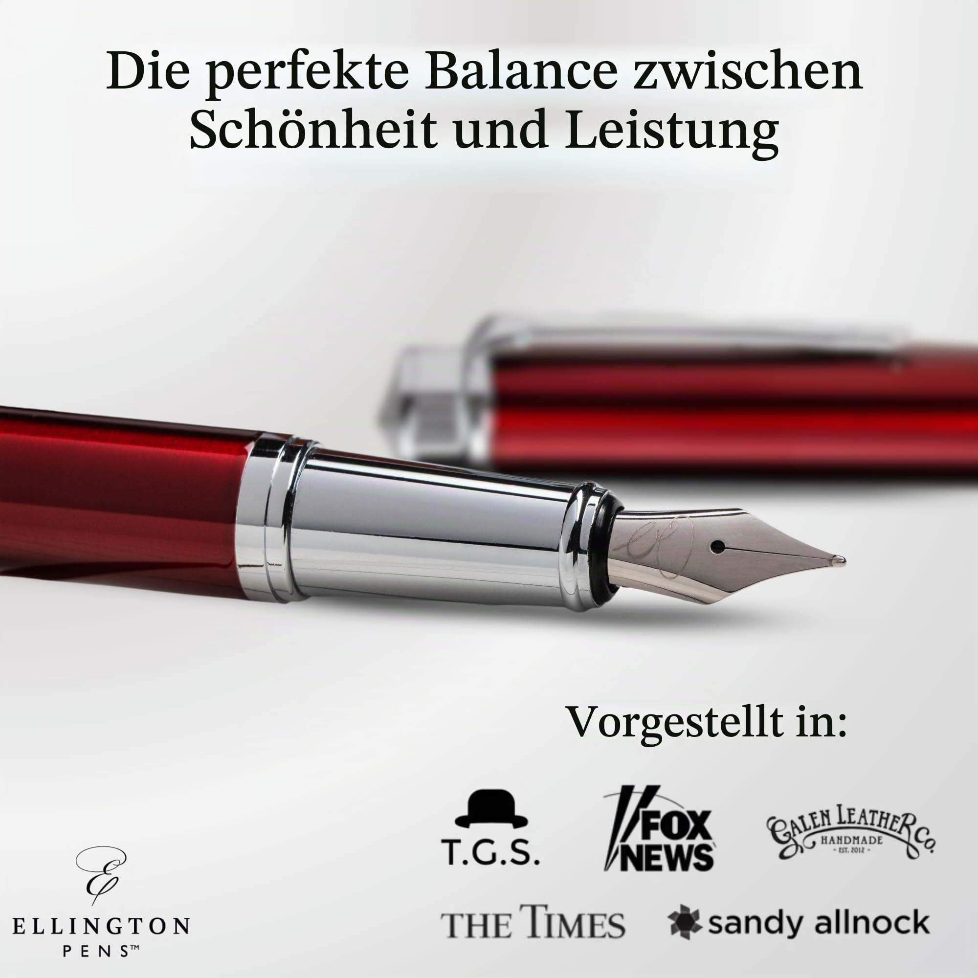 Ellington Pens Luxus-Füllfederhalter-Set glatte, Spitze – inklusive nachfüllbarem Tintenkonverter, 3 Tintenpatronen [Schwarz und Blau], Geschenkbox – elegante Kalligrafie
