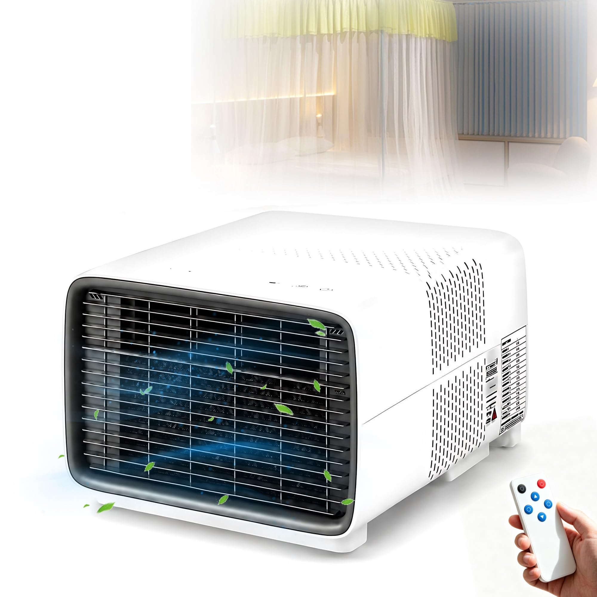 Qitujour One Color Portable Air Conditioner With Dehumidifier, 280W Mini Ac Unit For Bed Net & Bedroom, Energy Saving Compressor Cooling, Quiet Operation Personal Air Conditioner, Touch & Remote
