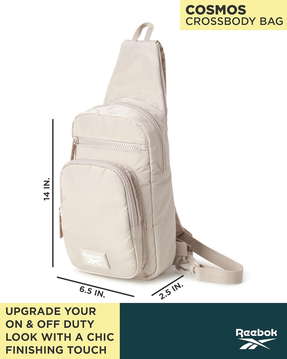 Reebok Unisex Crossbody Sling Bags – Compact Convertible Strap Cross Body Bag Travel Sling Bag - Gym & Travel Essential, Size One Size, Cosmos Stucco - Image 3