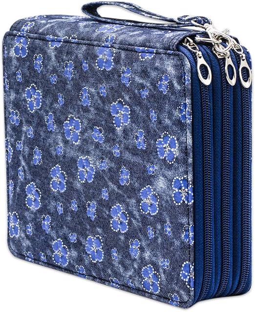 Happy Fox Large Pencil Case,120 Slots Colored Pencil Case Oxford Fabric Pen Case with Compartments Pencil Holder for Watercolor Pencils(Lucky Grass)