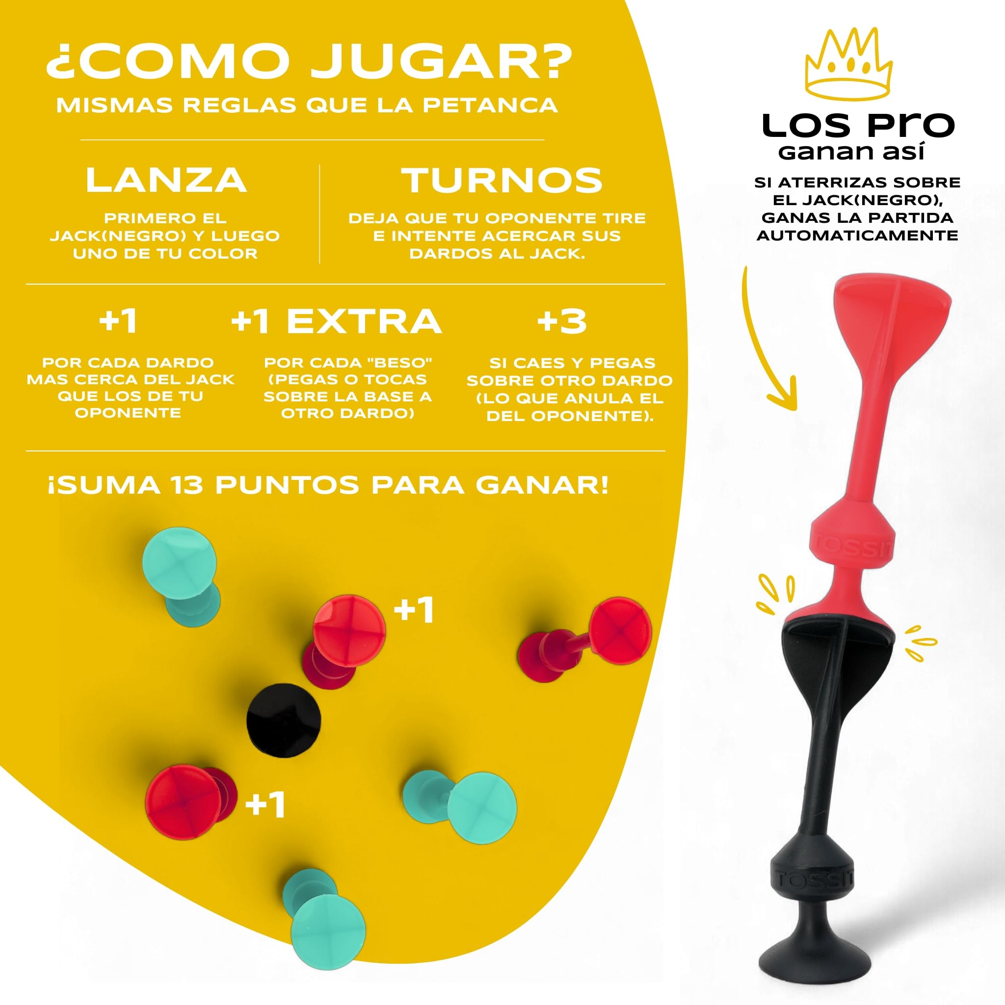 TOSSIT Juego Dardos de Silicona Ventosa Familia Amigos Petanca Bocha Navidad Diversión Portátil Ediciones Limitadas