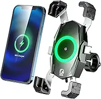 KEWIG Suporte de Telefone para Motocicleta com Carregador Sem Fio Qi 15W e Porta USB C 20W, Trava Automática e Liberação Rápida, À Prova D'água