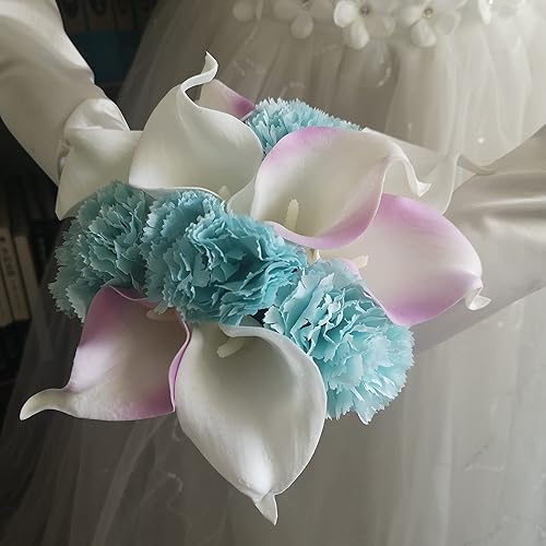 Vista 3 de Boda Floral Lirios de Alcala Púrpura con Cristales Bayas Bling (2 Calla Lilies boutenieres)