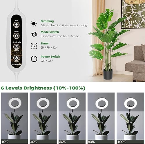 Miniatura 5 de PRONORO Luz de cultivo para plantas de interior, luz LED de espectro completo, luz de crecimiento de pie para plantas grandes, temporizador de