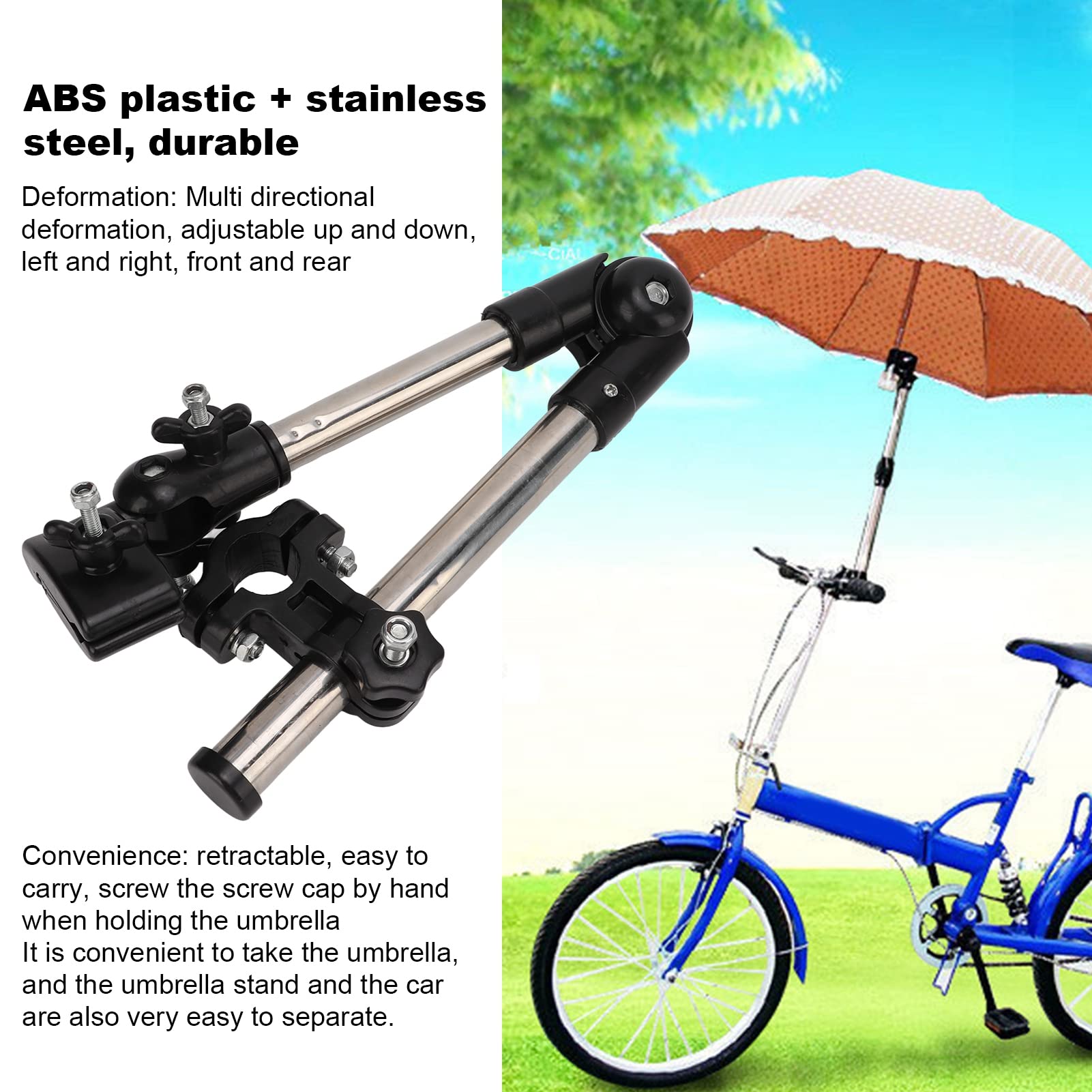 Soporte de Montaje de Paraguas Ajustable - Soporte de Barra de Paraguas de Bicicleta Manillar de Extensión de Soporte de Paraguas para Cochecito de bebé Cochecito Cochecito Scooter