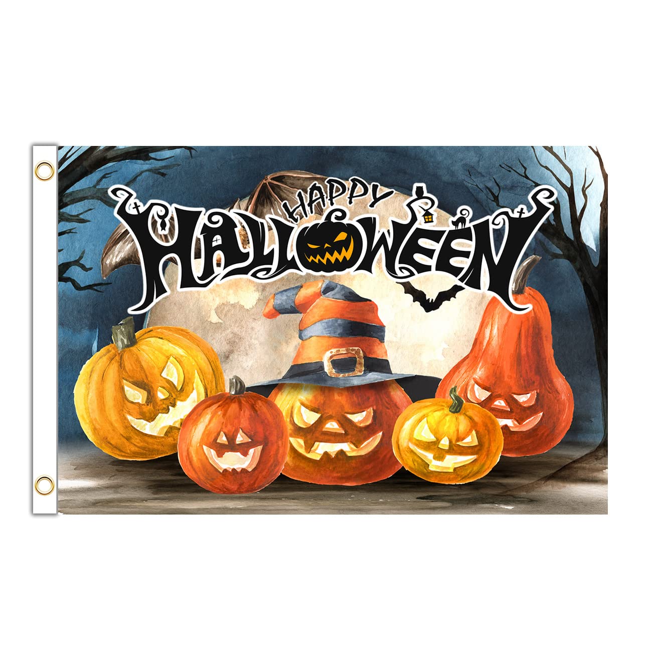 ANOER3 x 5 Ft Happy Halloween Flag Double Stitched with 2 Brass Grommets for Indoor Outdoor