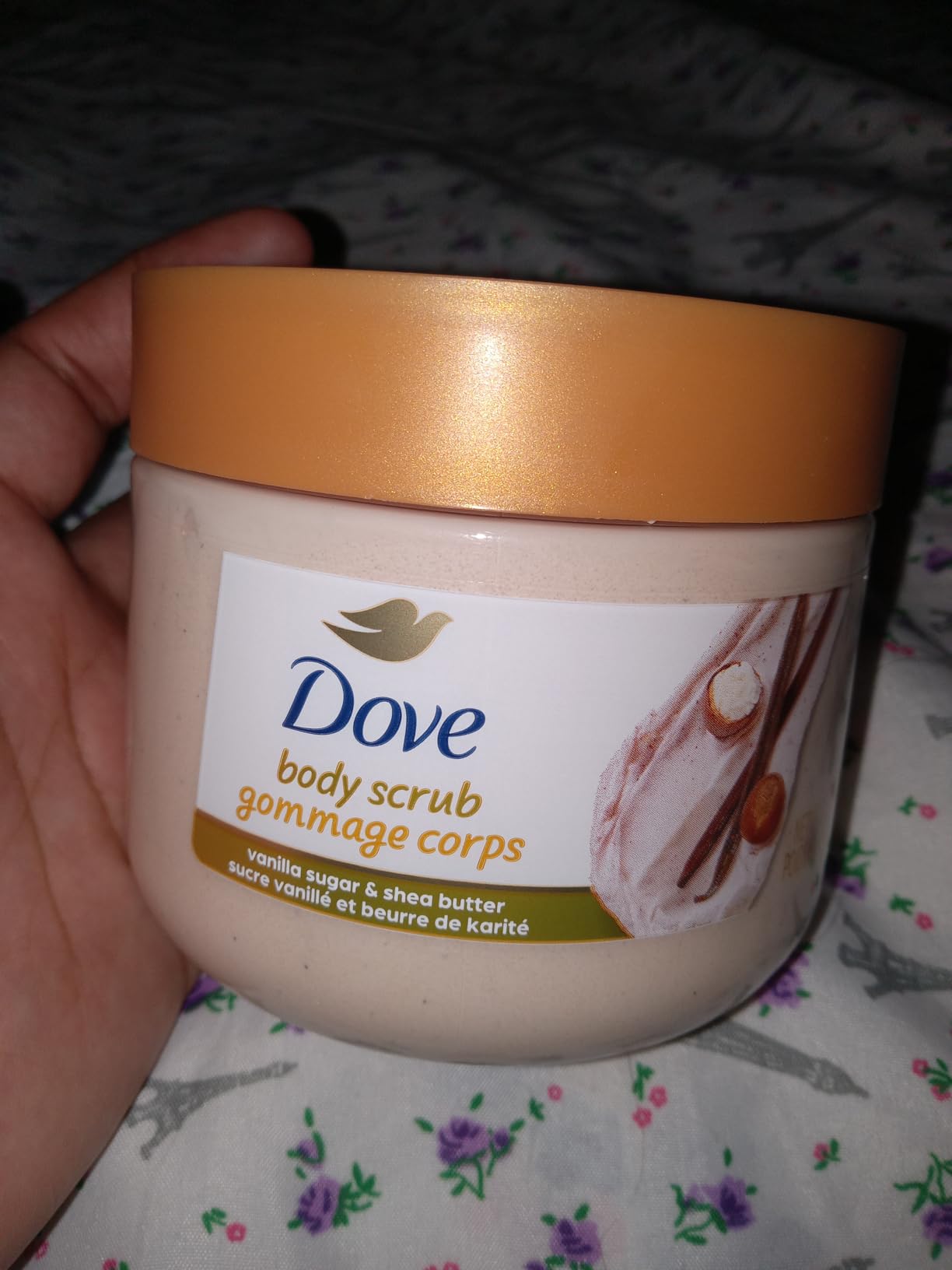 Unilever Dove Vanilla Sugar & Shea Butter Body Scrub Exfoliates and Deeply Nourishes for Smooth, Radiant Skin 15 oz