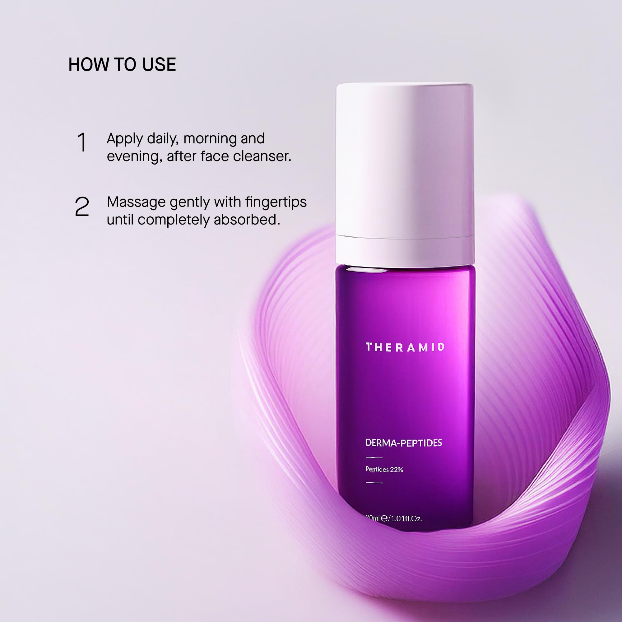 Theramid Derma-Peptides Siero Multi-Peptidico 35% 30 ml – 9 peptidi biomimetici, antietà, rassodante, riduce le rughe e stimola la produzione di collagene ed elastina per una pelle giovane