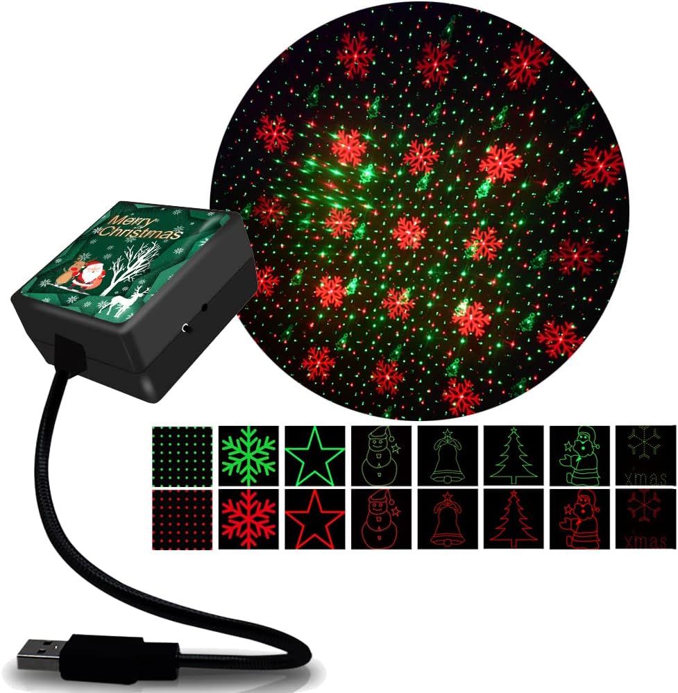 Christmas Projector Lights, USB Portable Adjustable Indoor Xmas Night Gathering Party - (Merry Christmas C)