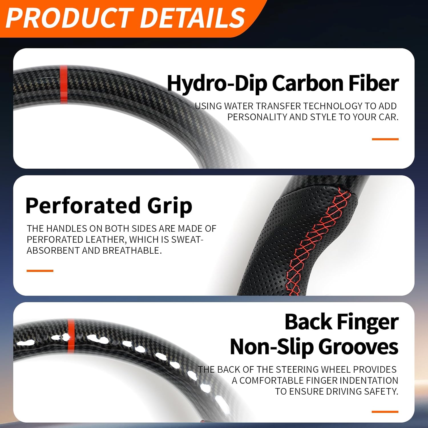 Hydro-Dip Carbon Fiber Perforated Leather Grip Steering Wheel, Car Steering Wheel Fit for Infiniti G35 2004-2007