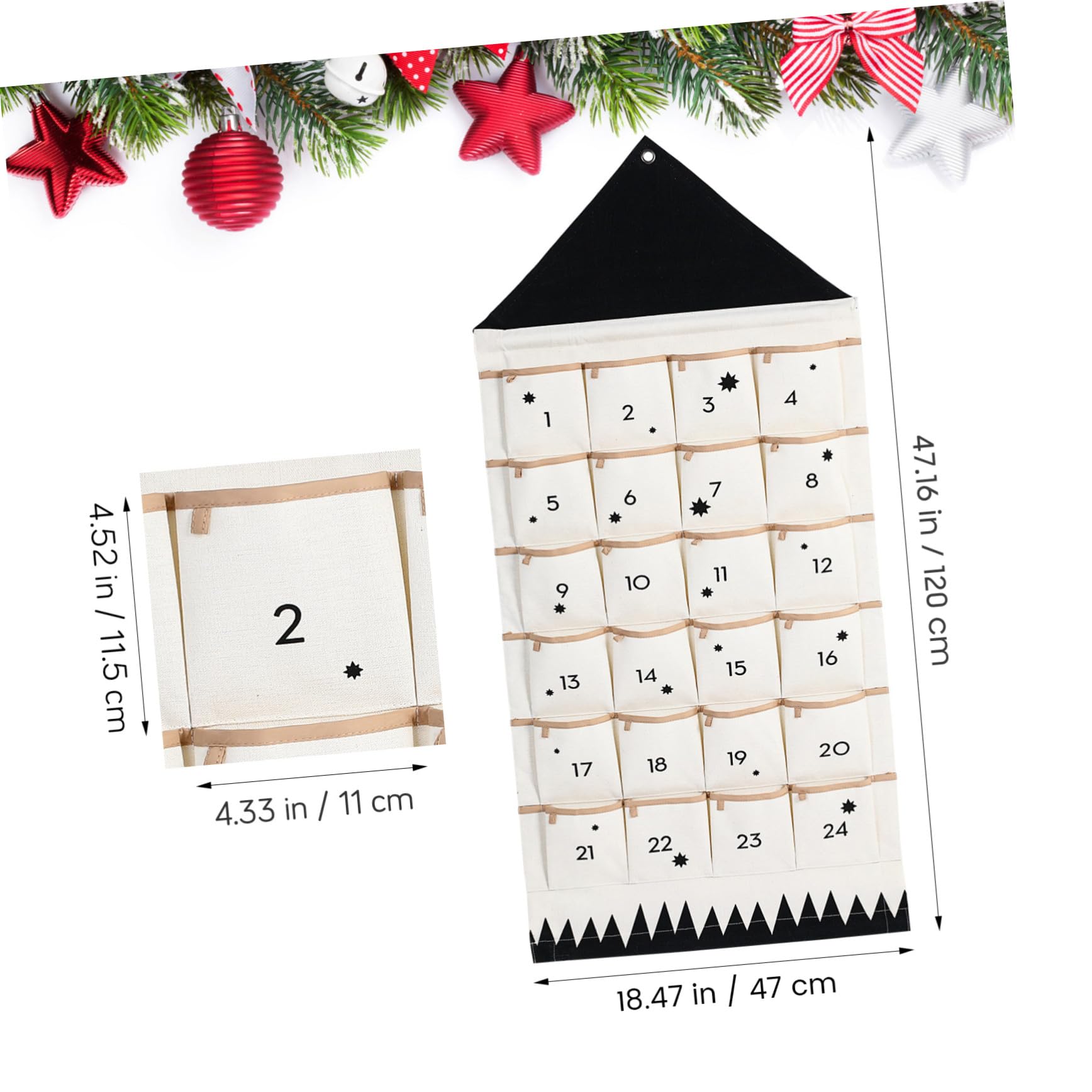 Weihnachtlicher Adventskalender zum Aufhängen Hängende Aufbewahrungstasche Tür Wand Organizer für Kinderzimmer Schlafzimmer Countdown Kalender Geschenkbeutel