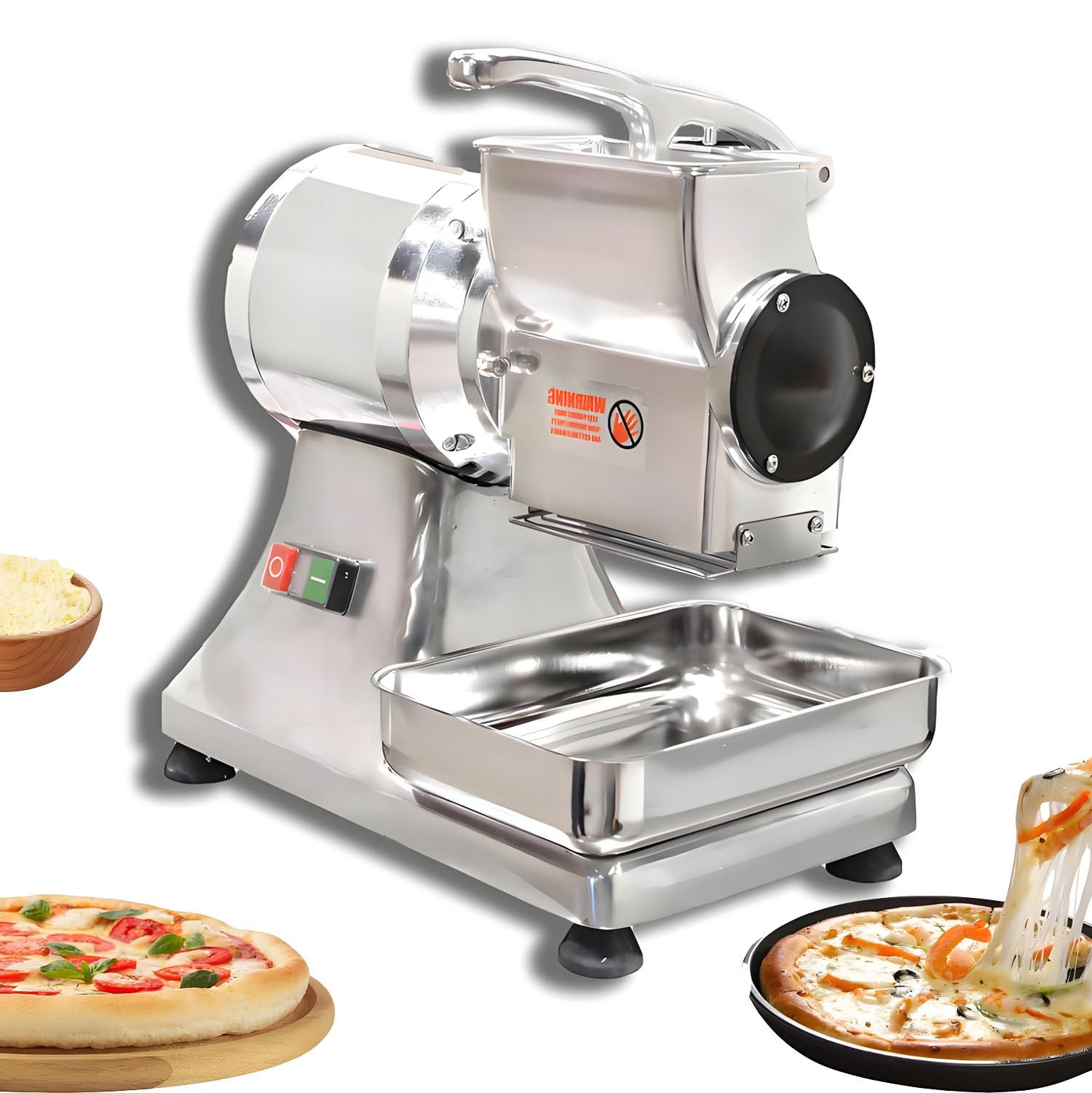 BOOZXCV Stainless Steel Cheese Grinder,Electric Cheese Grater, 550W Powerful Motor, with a Stainless Steel Bucket, 40kg/hour, Low Noise, for Butter and Bread Crumbs