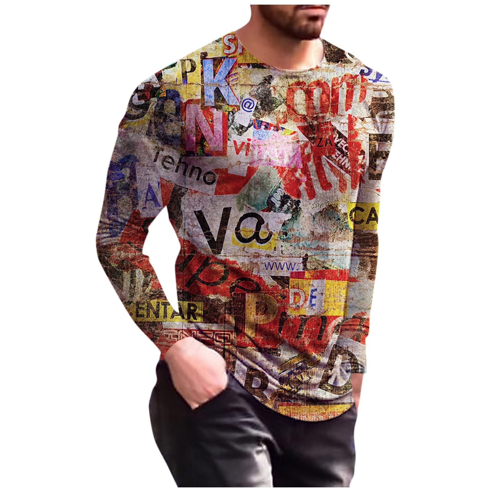Men's Crewneck Sweatshirt Tie Dye Print Loose fit Soft Basic Long Sleeve Pullover Sweatshirt Fitting Comfort Tops
