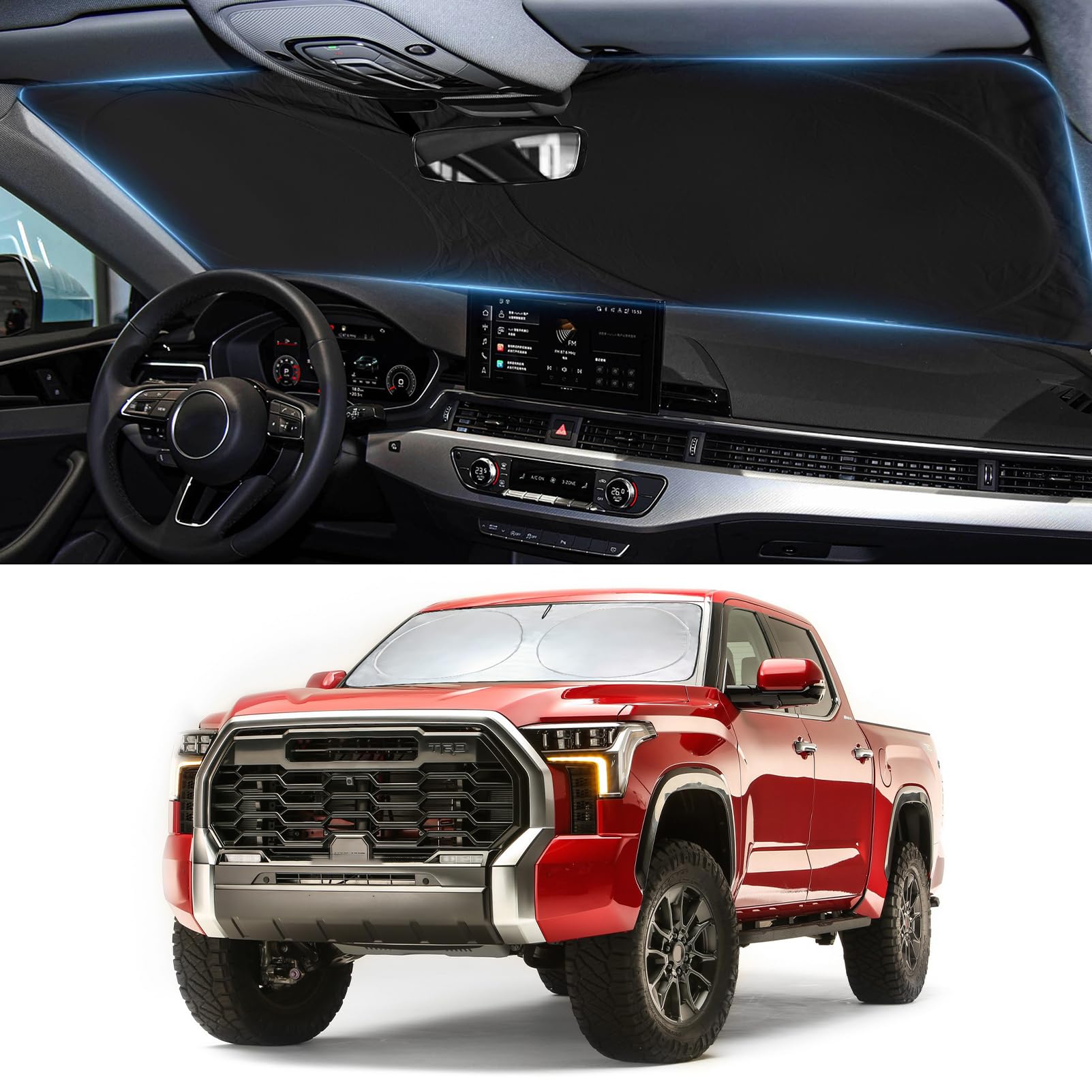 Windshield Sun Shade Fit for 2007-2019 2020 2021 Toyota Tundra Sunshade