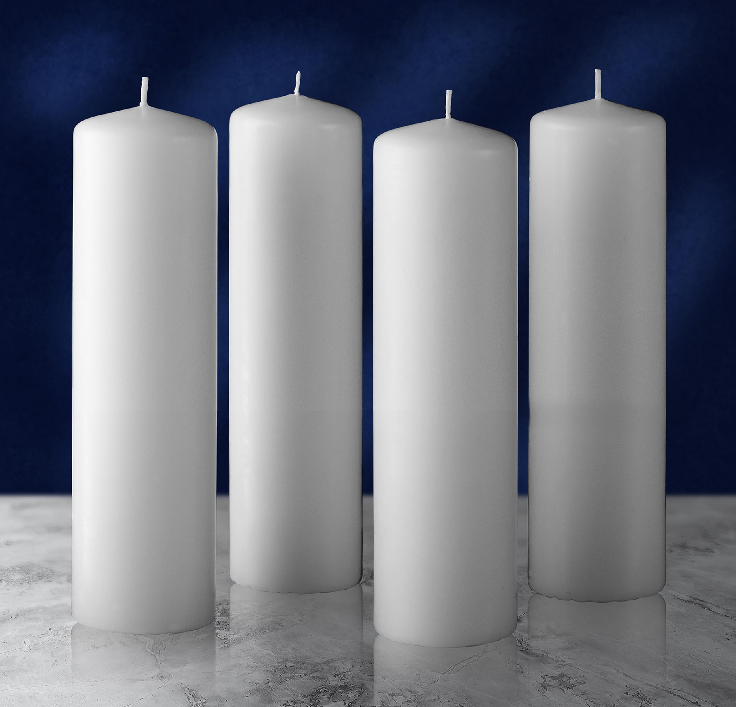 Hyoola Velas Pilar Color Blanco - Velas Grandes Sin Aroma - Paquete de 4 - Velas Decorativas Hechas en Europa - 5 x 22,5 cm