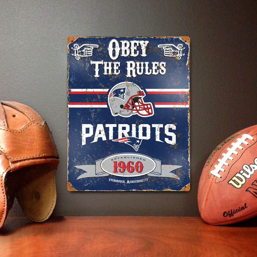 Party Animal NFL New England Patriots Embossed Metal Sign